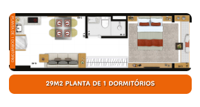 29m2 planta de 1 dormitórios